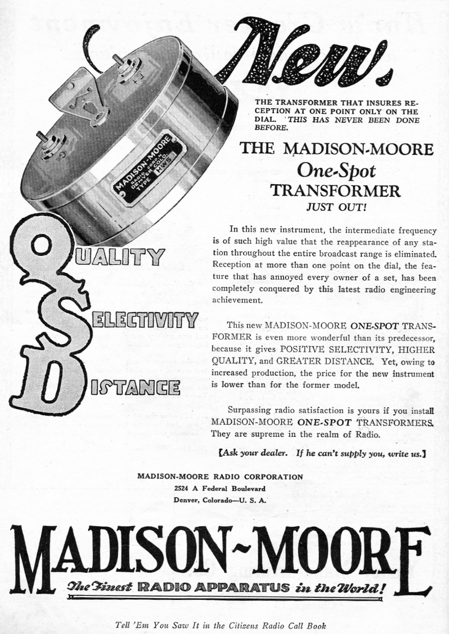 Madison-Moore advertisement CRCB Dec 1926