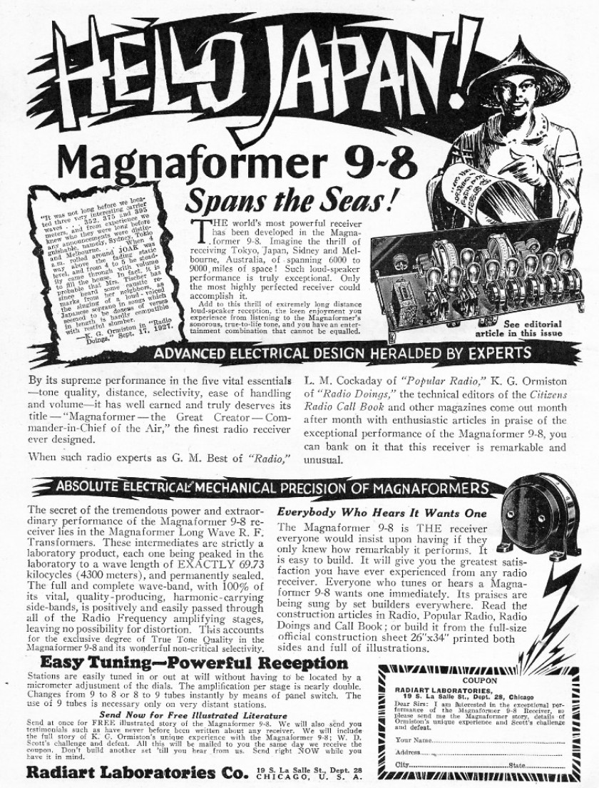 Magnaformer ad CRCB November 1927
