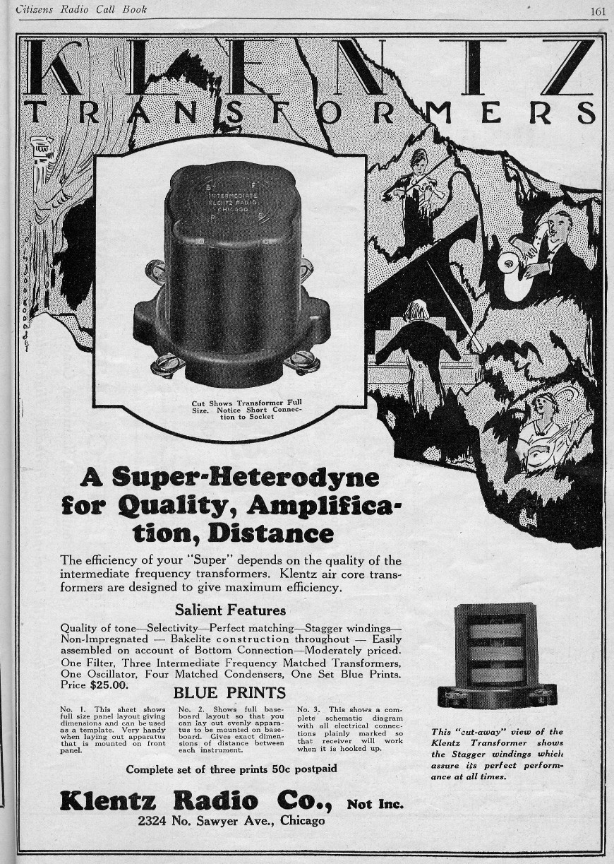 Qualitone-Klentz superheterodyne advertisement CRCB Fall 1925