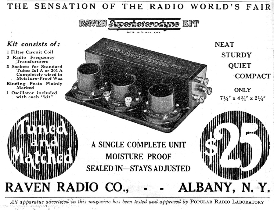 Raven advertisement Dec 1924 Popular Radio
